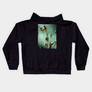 Cool turquoise brown rusty metal Kids Hoodie